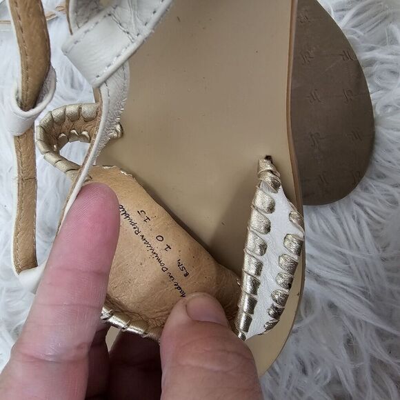 Jack Rogers Maci Leather Flat Ankle Strap Sandals Bone/Gold Women’s Size 8.5 - Picture 7 of 7